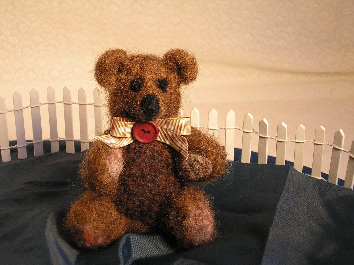 Snickers Needle Felted Fiber Art Bear-Felted Teddy Bear-Brown Art Bear