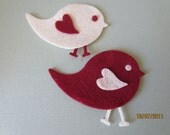 Burgandy and Cream Birds- Felt Shapes- Tweet Shape Birds