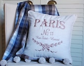 Embroidered PARIS pillow cover