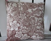 Vintage Hankie Pillow Cover - Graphic Brown and White