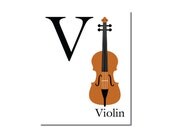 V is for Violin... The Letter V - ABC Alphabet Art Print in 8 x 10