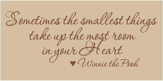 Sometimes the Smallest Things Take up the Most Room in Your Heart WINNIE THE POOH 36x14 Vinyl Wall Lettering Words Quotes Decals Art Custom