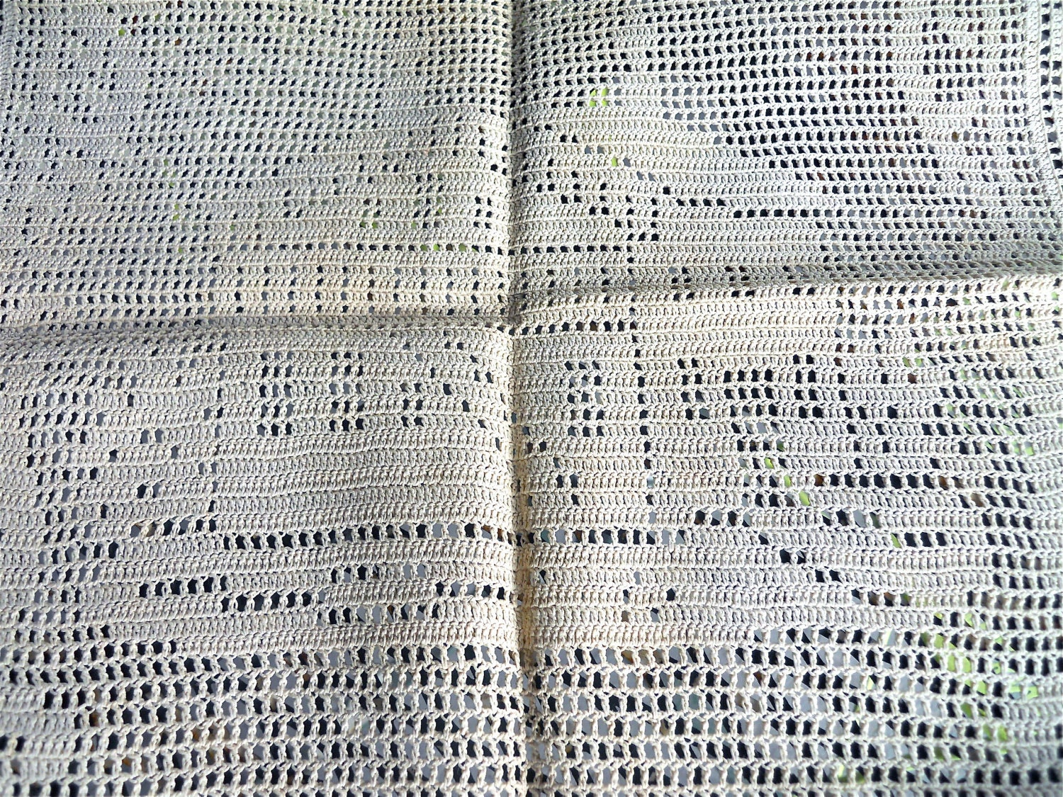 early 1900s knit lace panel house design wall hanging or pillow
