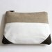 Pouch: Color Block pouch, Leather pouch, white and tan clutch