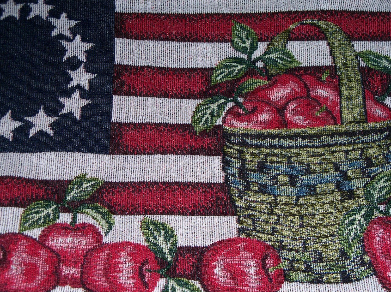 SALE Patriotic Flag, Apple Basket Tapestry Tote Bag, Purse, 7 Pockets, Immediate Shipping.