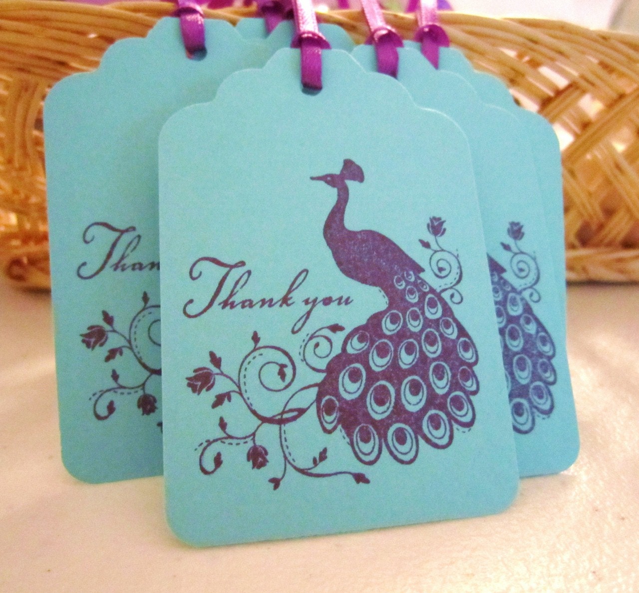 Pretty as a Peacock Thank You Gift Tags -Set of 6