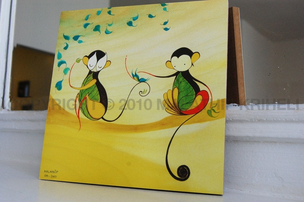 Mounted Art Prints - Monkey Playground, size 8x8