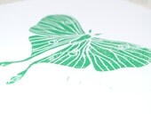 Linocut Print--Luna Moth Green--8 x 10 inches