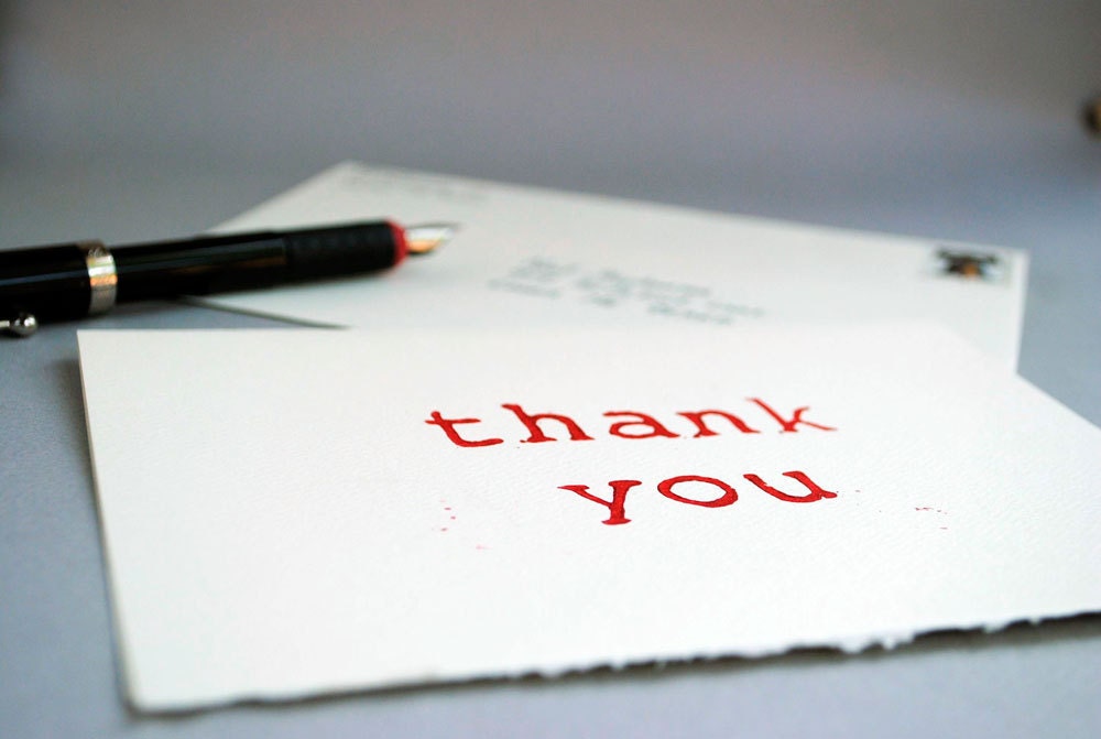 Red Typography Thank You Card, Typography Print Greeting Card