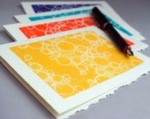 Bubbles Blank Notecards , Set of Four Handprinted Greeting Cards
