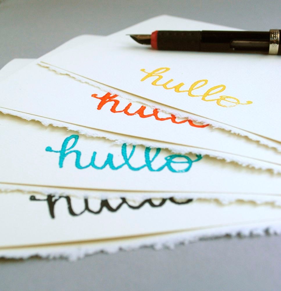 Rainbow Hullo Notecards, Set of Four Cards