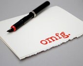 Red OMFG Notecard, Typography Greeting Card
