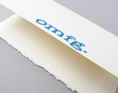 Blue OMFG Notecard, Typography Print Greeting Card