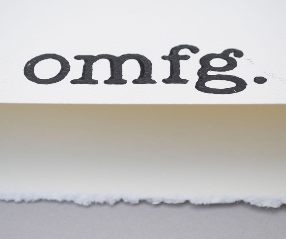 OMFG Greeting Card, Typography Print Notecard in Black