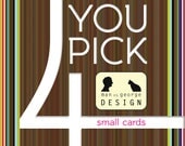 Pick 4 (Four) Modern Greeting Cards on 100% Recycled Paper - Make Your Own Variety Pack