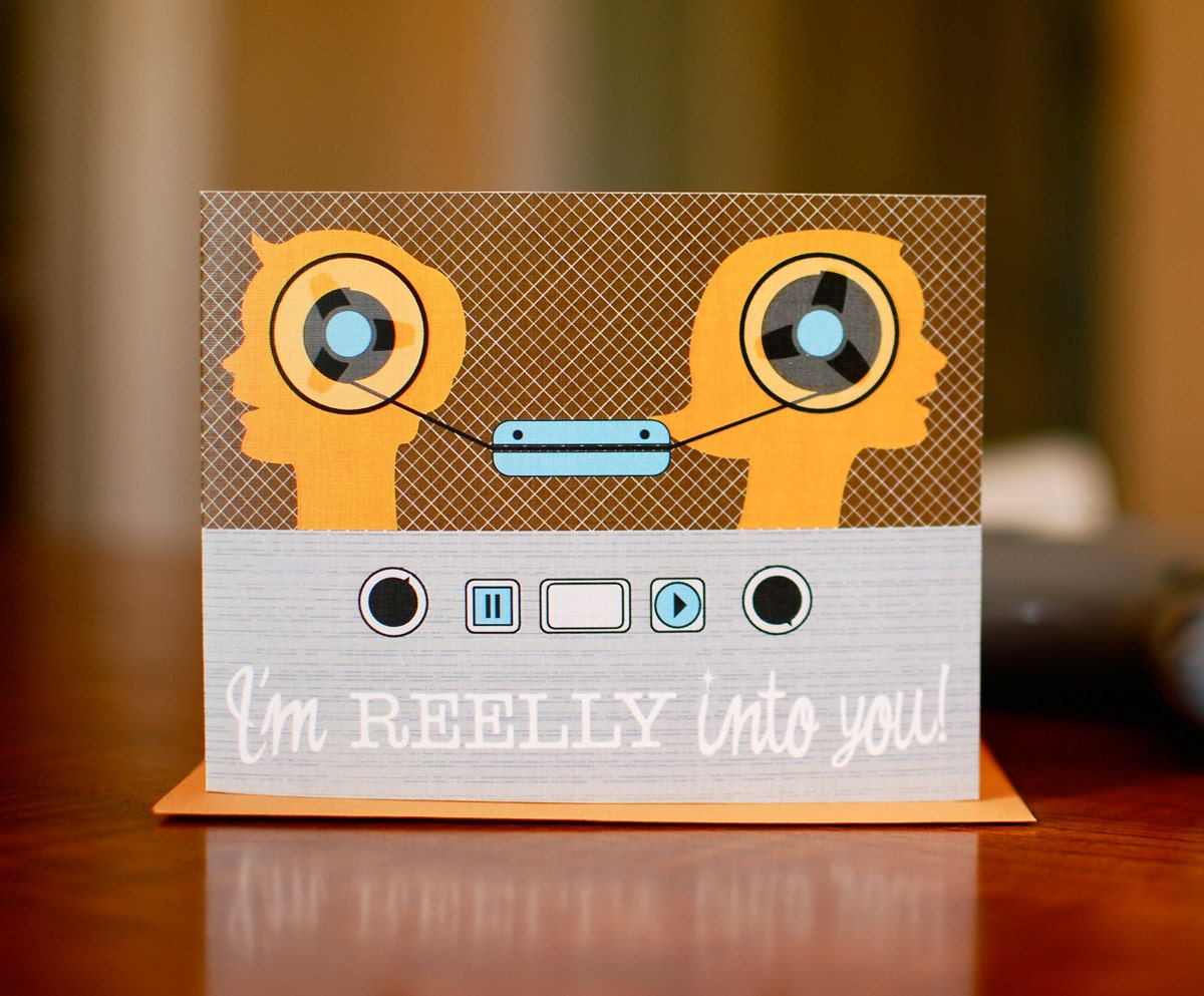 REELLY Into You - Old School Reel to Reel Card on 100% Recycled Paper