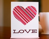 Striped Heart I Love You Card on 100% Recycled Paper