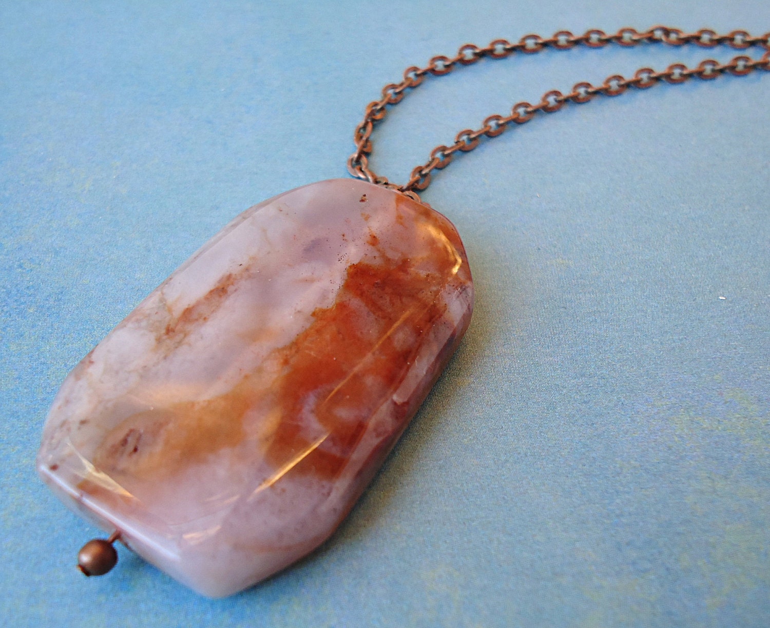 Purple & Red Multi Color Agate Copper Chain Necklace