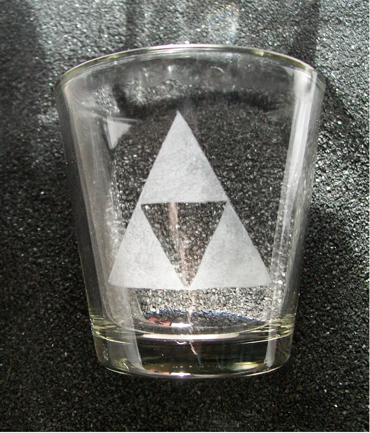 Legend of Zelda Triforce etched shot glass