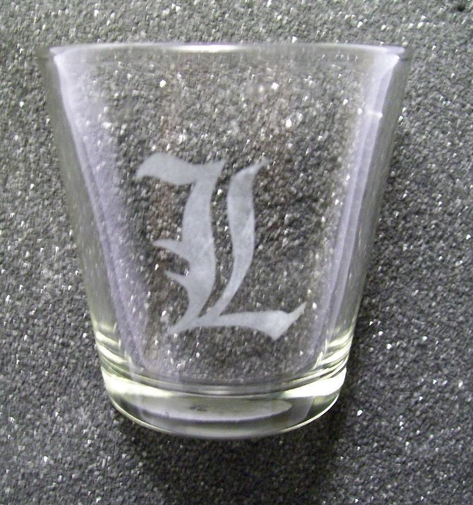 Death Note "L" extra large etched shot glass