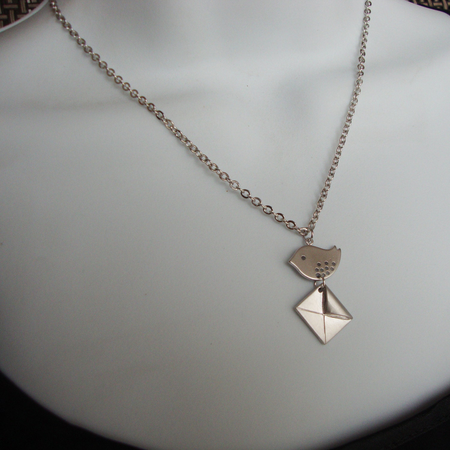 Little Messenger Bird Necklace - Lovely Gift, Feminine, Bridesmaids Gifts, Love, Secrets, Friendship, Matte Rhodium Finish