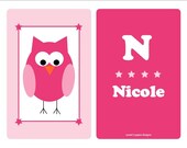 Personalized Name Print 8 X 10 Girl Owl