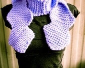 Purple Wavy Hand Knit Short Scarf, cowl, geometric, soft - Made by Memere