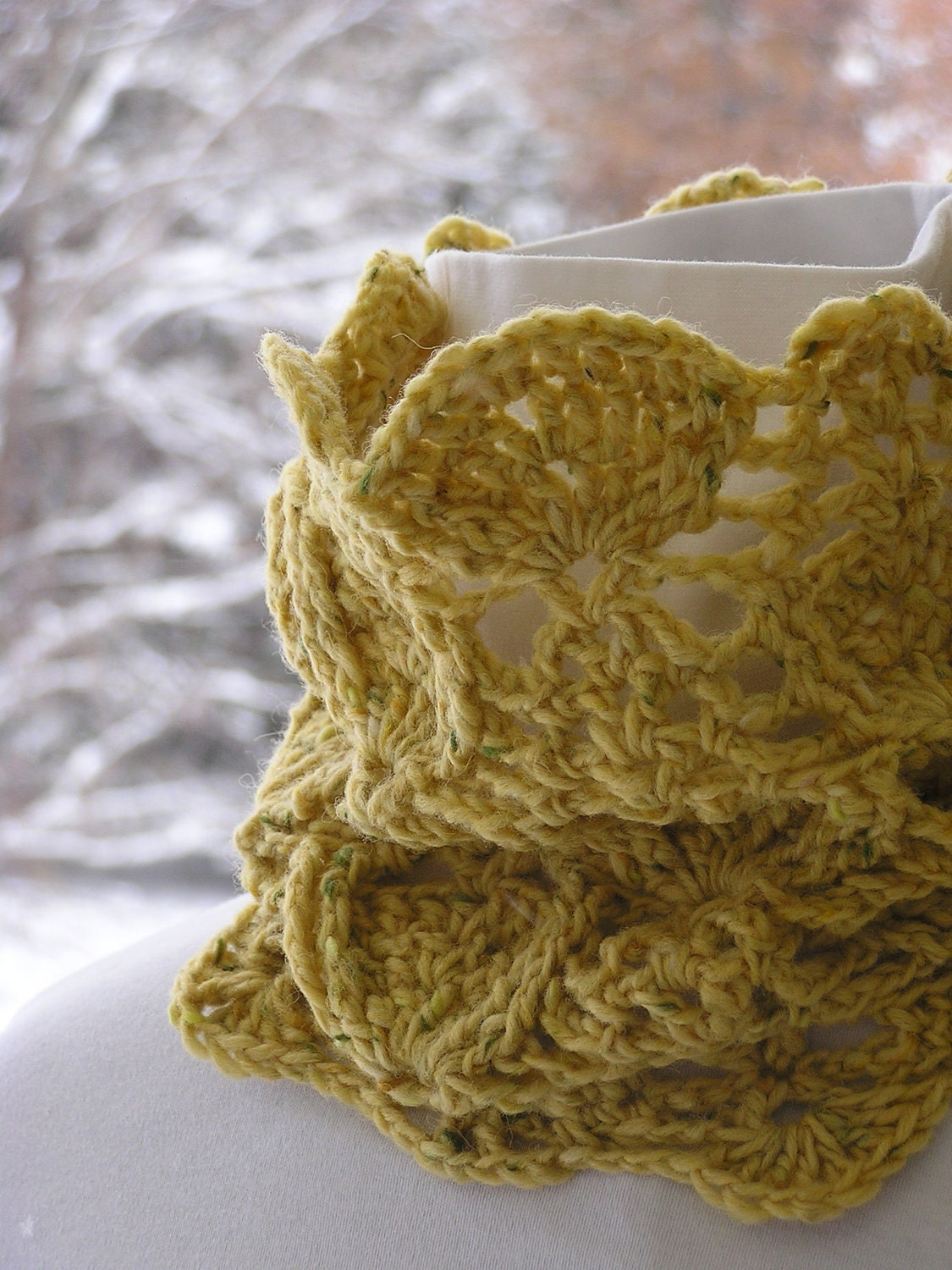 Handcrocheted Donegal Irish Wool Butter Cowl - Ships Free to US