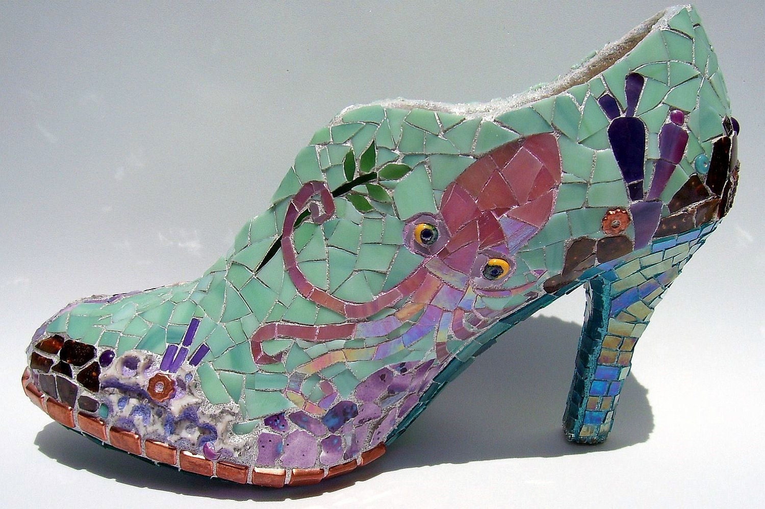 PINK OCTOPUS - Mosaic Shoe Sculpture