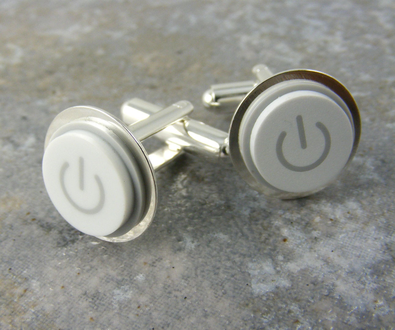 Power Up Cuff Links, White Mac Power Buton, Recycled, Apple, Techie, Wedding, Anniversay, Birthday, Gift, Men, power button jewelry