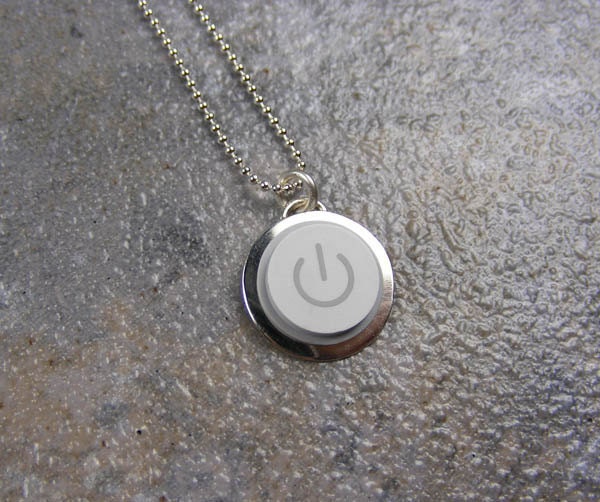 Power Up - Sterling Silver Handmade Recycled MAC Power Button Necklace