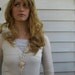 Long Peach Rose Lariat Necklace / GARDEN PARTY/ 060
