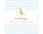 Yellow lab bookplates -- Personalized in chevron pattern -- Six color combinations available
