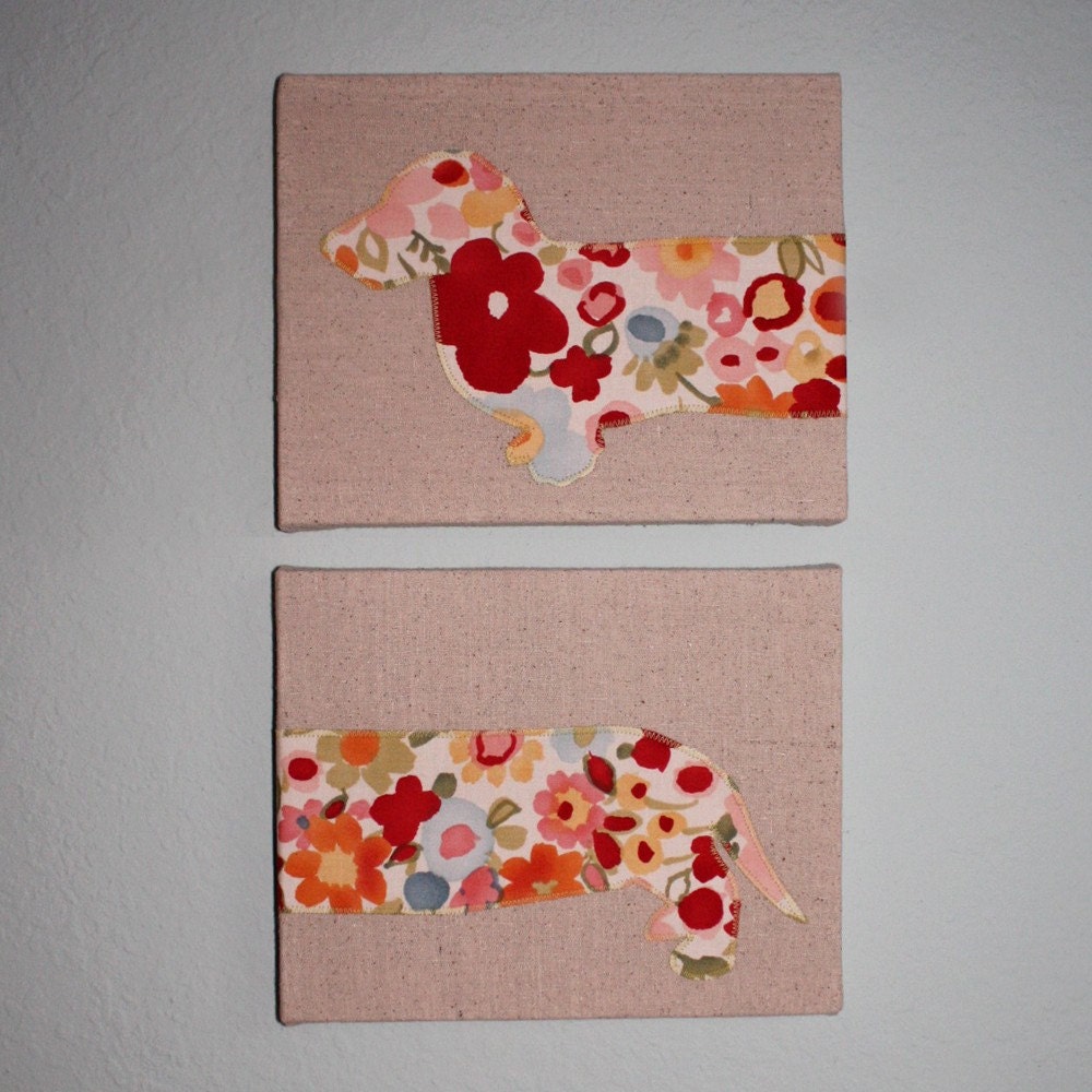 Dachshund wall hanging - Two 8x10 panels