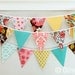 Mini pennant fabric banner - bunting in pink, turquoise, and yellow - LAST TWO AVAILABLE