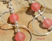 Pink Sea Glass Earrings, Sterling Silver Wire Wrapped Dangle Handcrafted Jewels by Trish