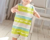 PRINTED PATTERN: Run Around Romper for Boys and Girls - Original Printed Sewing Pattern - Size 6 Month - 6 Years