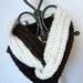 Scarf Cream Brown Espresso Circle Mobius Infinity Cowl Crocheted Ready to Ship