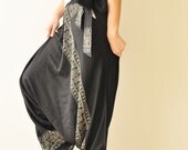 All Around The World...Black Printed Rayon Harem Pants