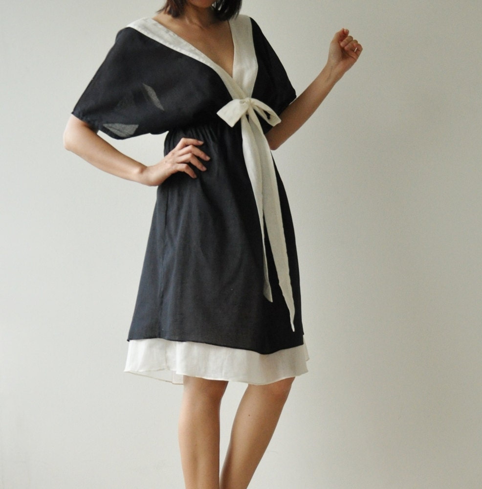 Butter Fly II ...Black and white Cotton Dress