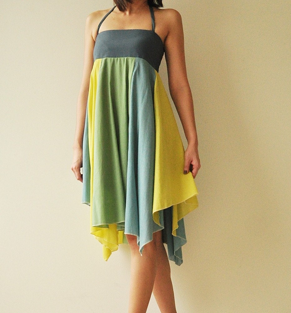 Umbrella...Green Tone Cotton dress