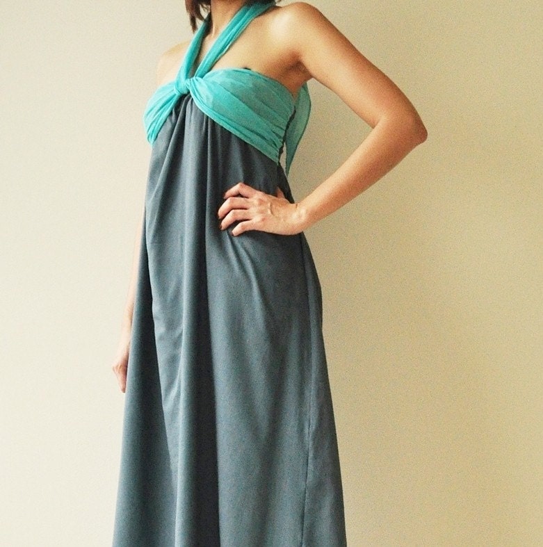 Feel So Good ...Dark Blue Halter Maxi Cotton dress  2 Sizes Available