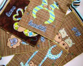 Prayer Flags Blessing Banner Bunting Garland Baby Shower Gift Custom to Match Childs Room Decor Ex: Noahs Ark Blue Green Brown 5 Panels