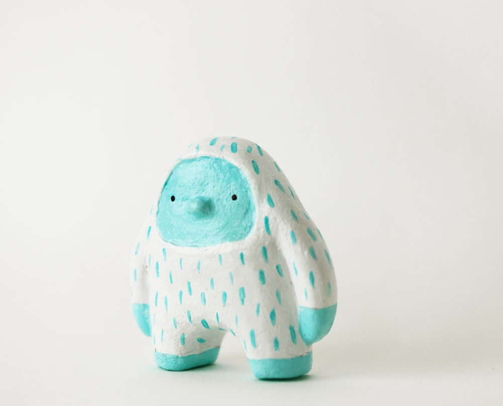 Miniature yeti - Paper clay totem - Whimsical creature - art toy