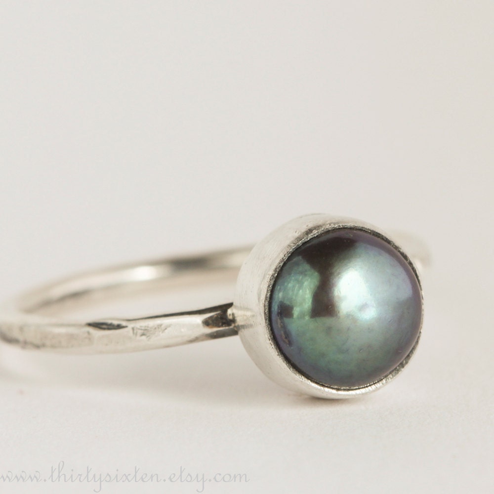Peacock Pearl and Sterling Silver Ring