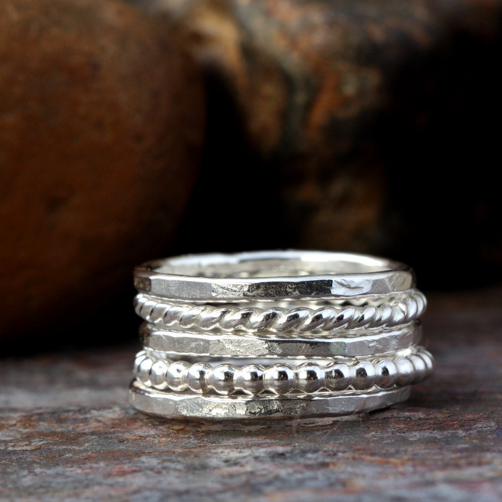 Silver Stacking Ring Set Sterling set of five