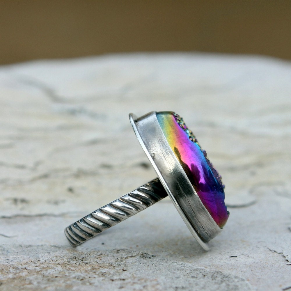 Druzy and Sterling Silver Ring