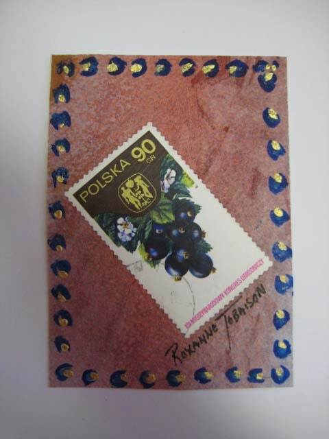 Fruit ACEO Grapes Original Watercolor International Stamp Collage 126 WatercolorsNmore