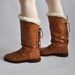Vtg 70's Italian The Original Ugg Faux Fur Lined Tan Leather Boots With Tie Up Back Size EU 39/UK 6/US 8.5