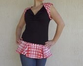 meerwiibli eco-friendly bamboo black white and red picnic tunic - in stock and ready to ship -  M and L - Summer Sale - 30 Dollars off